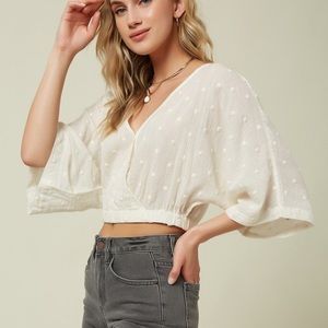 NWT O’Neill Dottie Croped Surplice Top